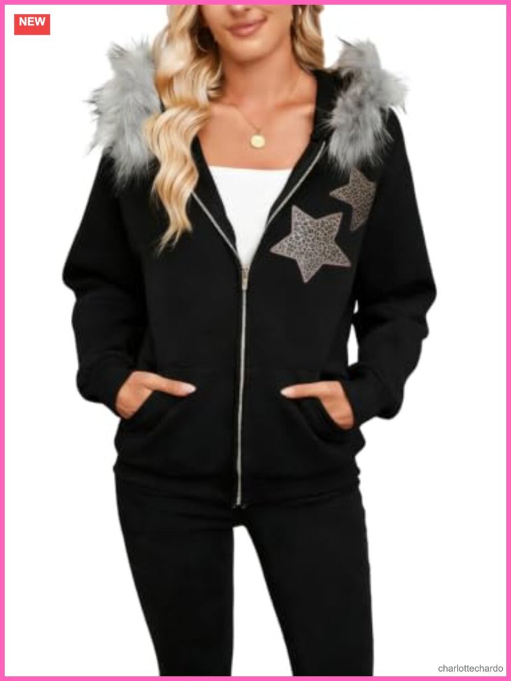 Fleece Zip Up Hoodie Women Y2K Letter Print Long Sleeve Oversized Sweatshirt